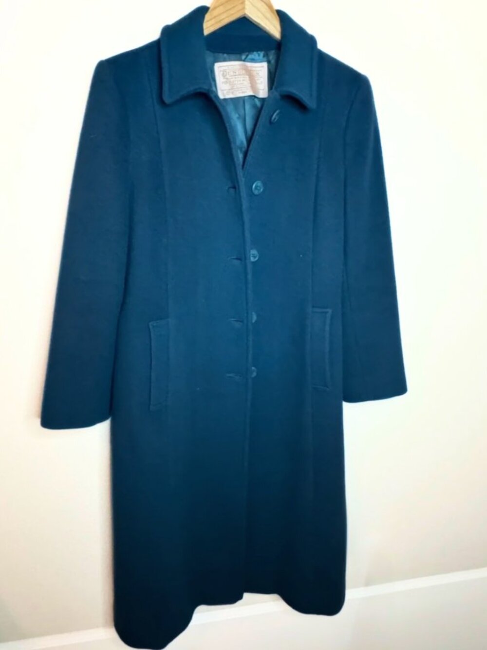 Vintage Pendleton Blue Teal Long Wool Coat Size 8 Made USA Full Length